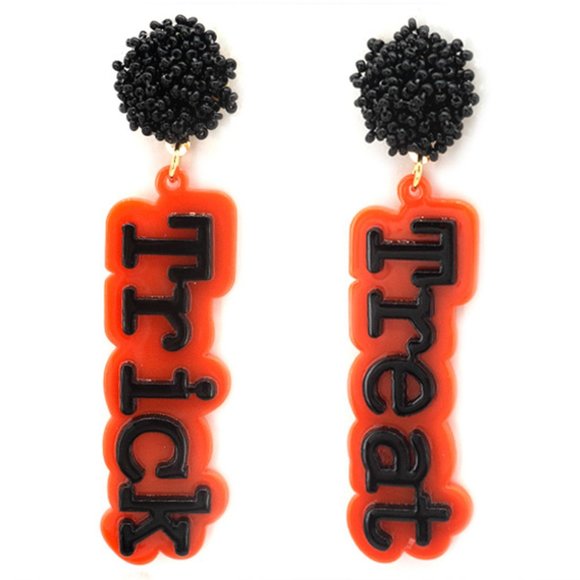 SEED BEAD BALL "TRICK TREAT" POST EARRINGS - Picture 2 of 3